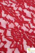 Red Rosebuds. Stretch Lace. SL-102-RED - Boho Fabrics