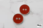 Red Silver Rimmed Two - hole Buttons. Available in 23mm (36L) and 28mm (44L) - Boho Fabrics - Buttons & Snaps