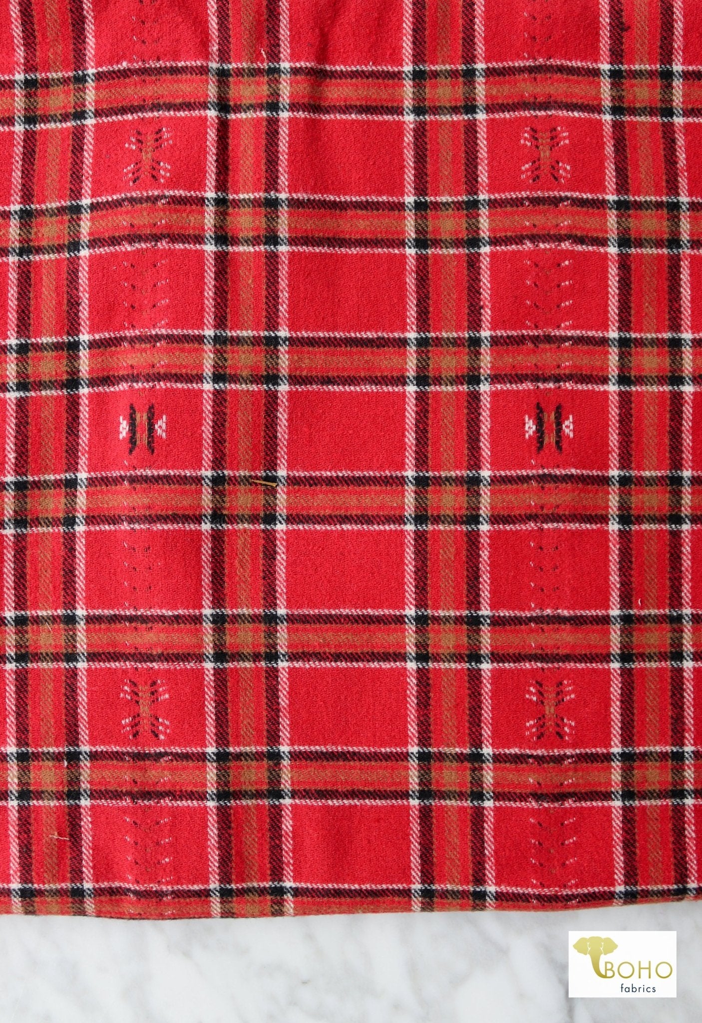 Red Stone - Desert Dobby , Woven Cotton Flannel - Boho Fabrics