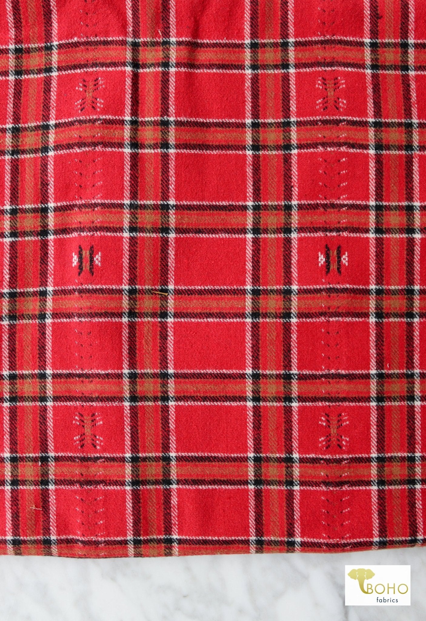 Red Stone - Desert Dobby , Woven Cotton Flannel - Boho Fabrics