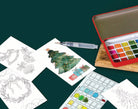 Retro Christmas watercolor painting kit - Boho Fabrics - Painting Kits & Supplies