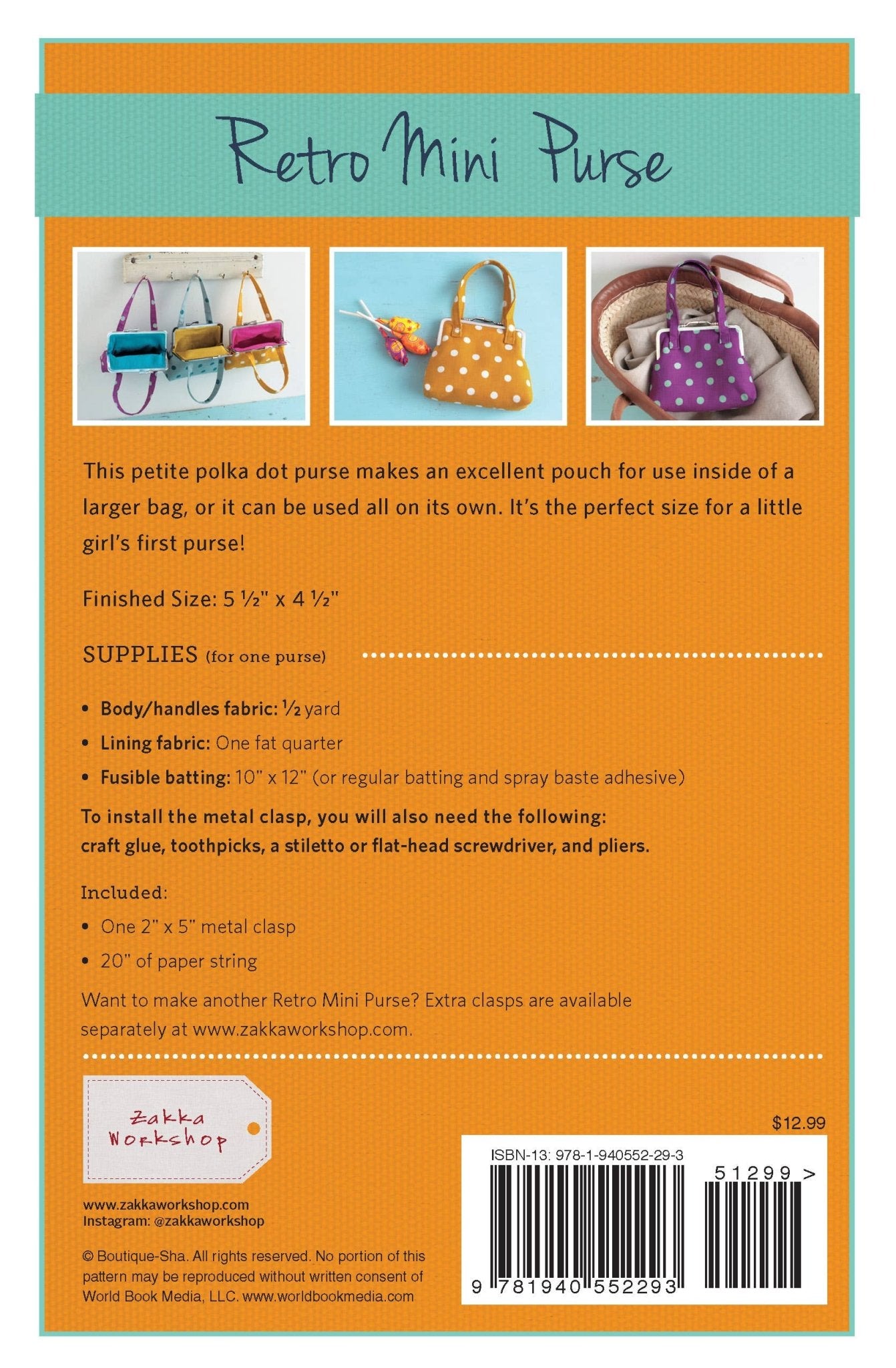 Retro Mini Purse (ZW2293) - Boho Fabrics - 
