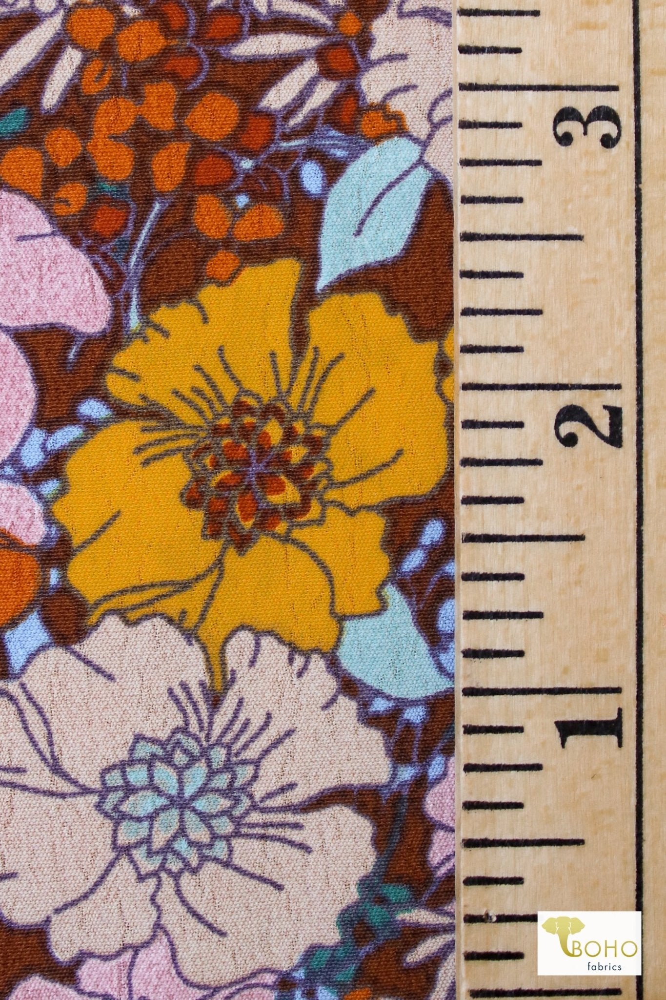 Retro Poppies, Georgette Woven Print - Boho Fabrics