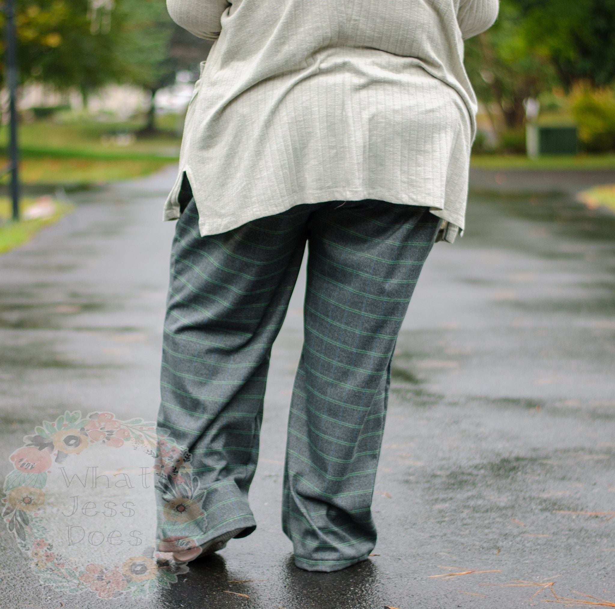 Retro Tailor Check in Charcoal with Green & Blue. Stretch Woven Fabric - Boho Fabrics - Stretch Woven Fabric