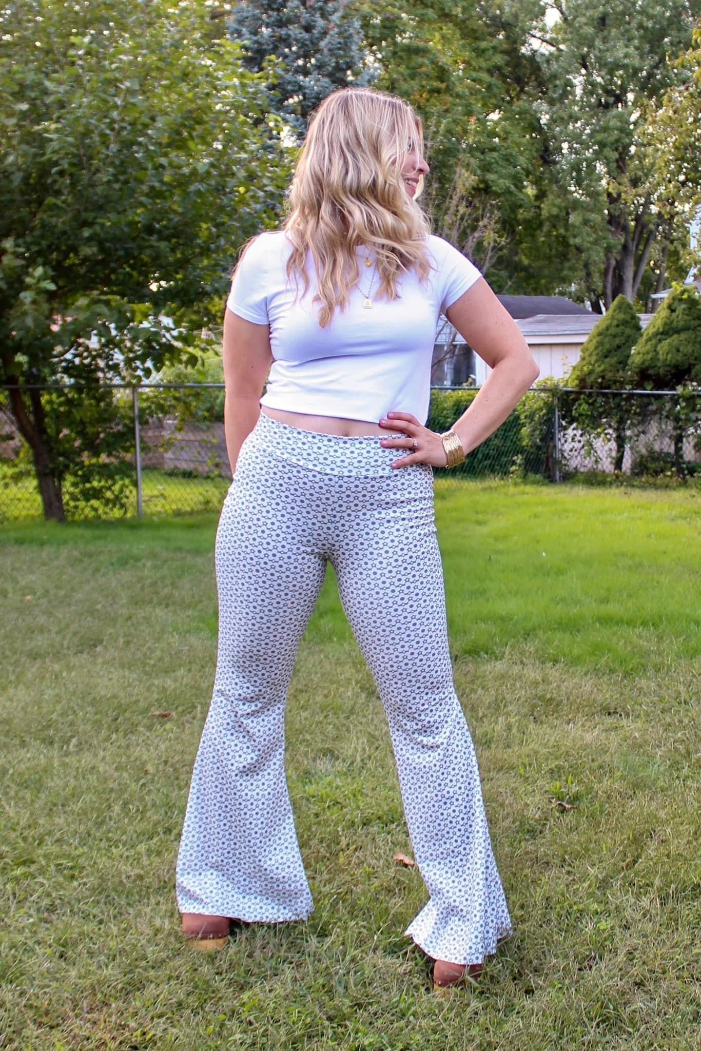 Retro Teal Daisy, Ponte Print Fabric - Boho Fabrics