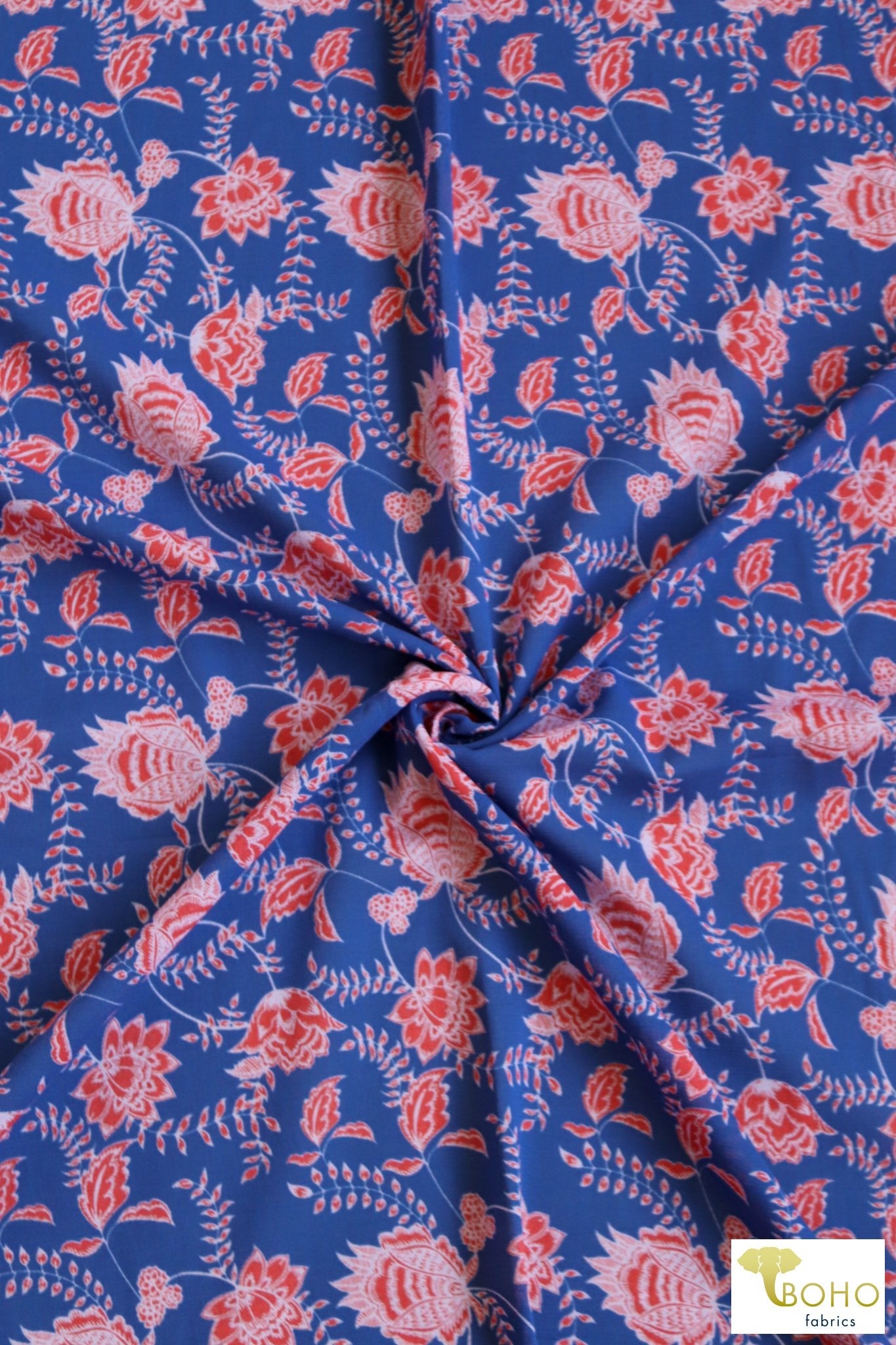 Rococo Panels in Blue 37". Cotton Woven Fabric . WVP-245-BLU - Boho Fabrics