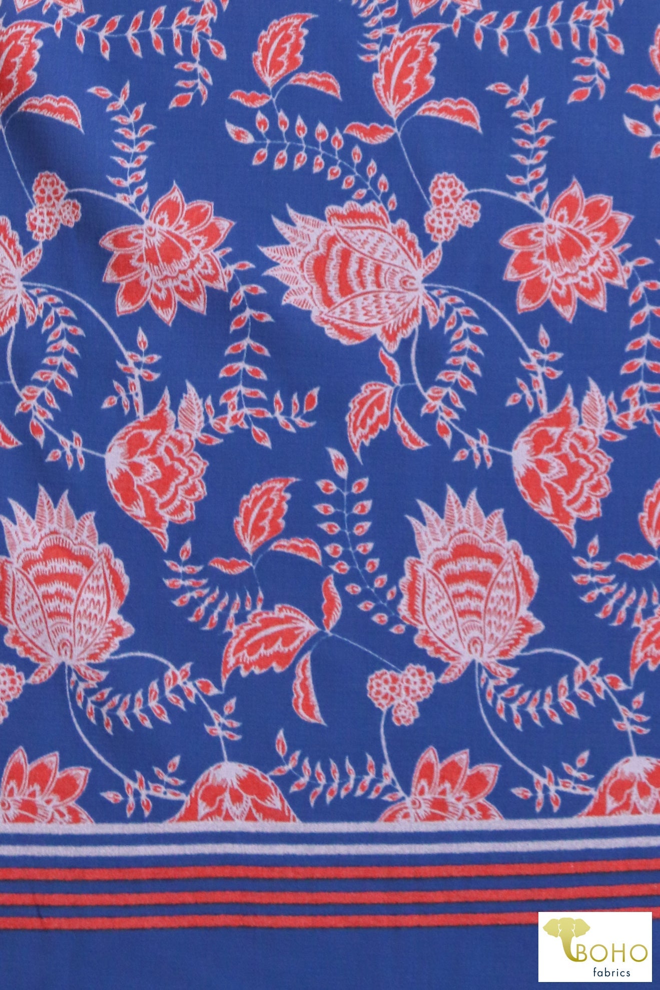 Rococo Panels in Blue 37". Cotton Woven Fabric . WVP-245-BLU - Boho Fabrics