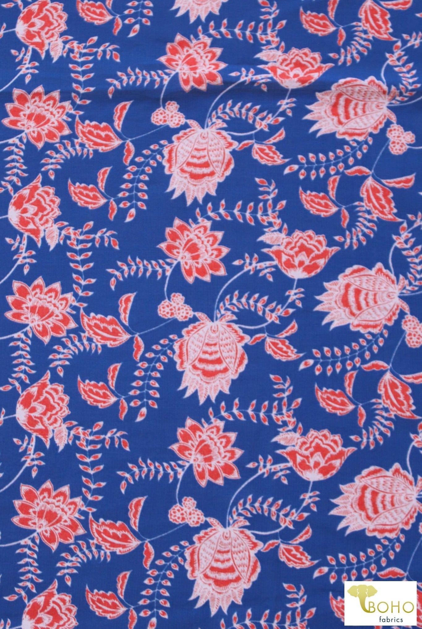 Rococo Panels in Blue 37". Cotton Woven Fabric . WVP-245-BLU - Boho Fabrics