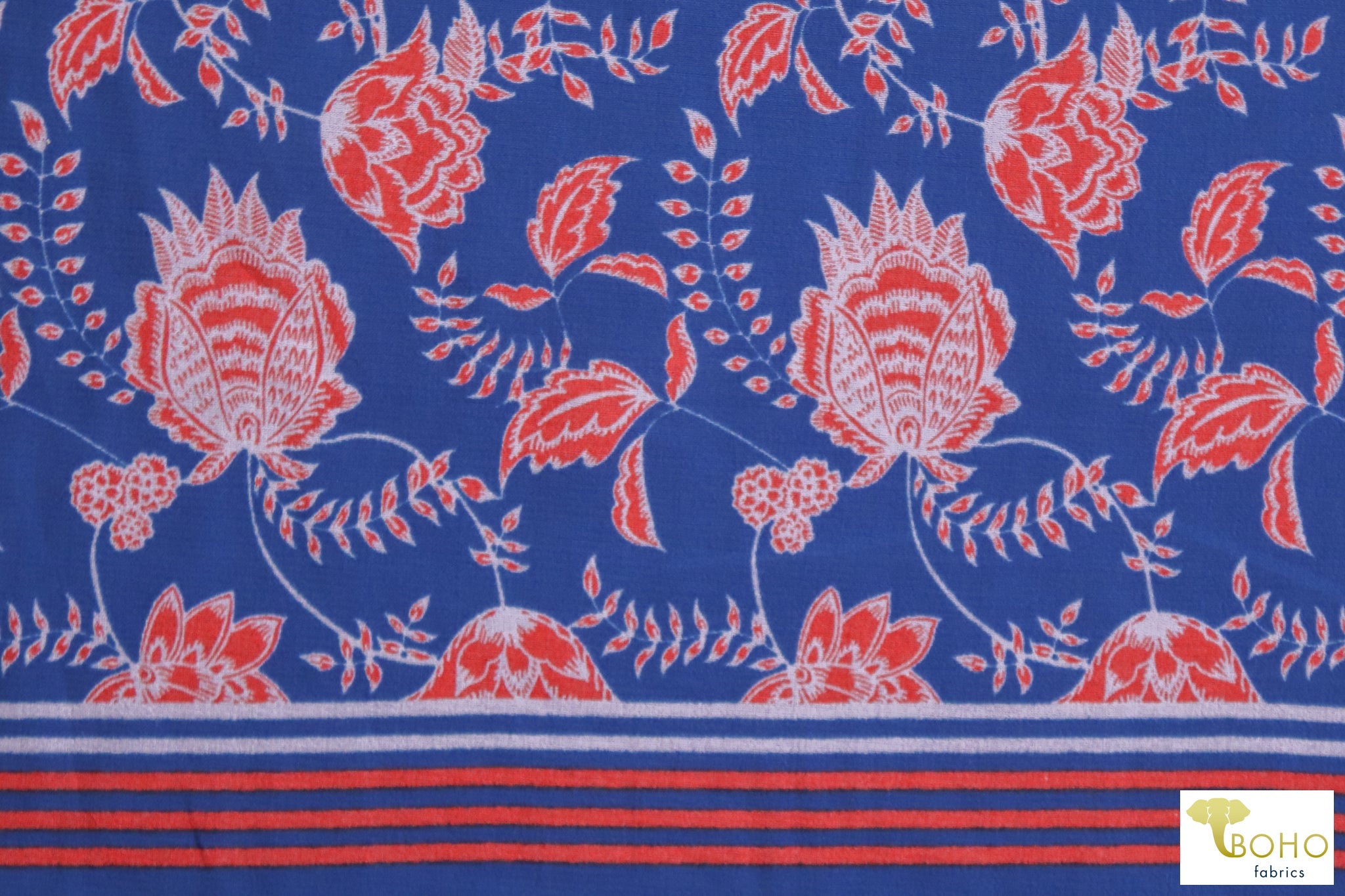 Rococo Panels in Blue 37". Cotton Woven Fabric . WVP-245-BLU - Boho Fabrics