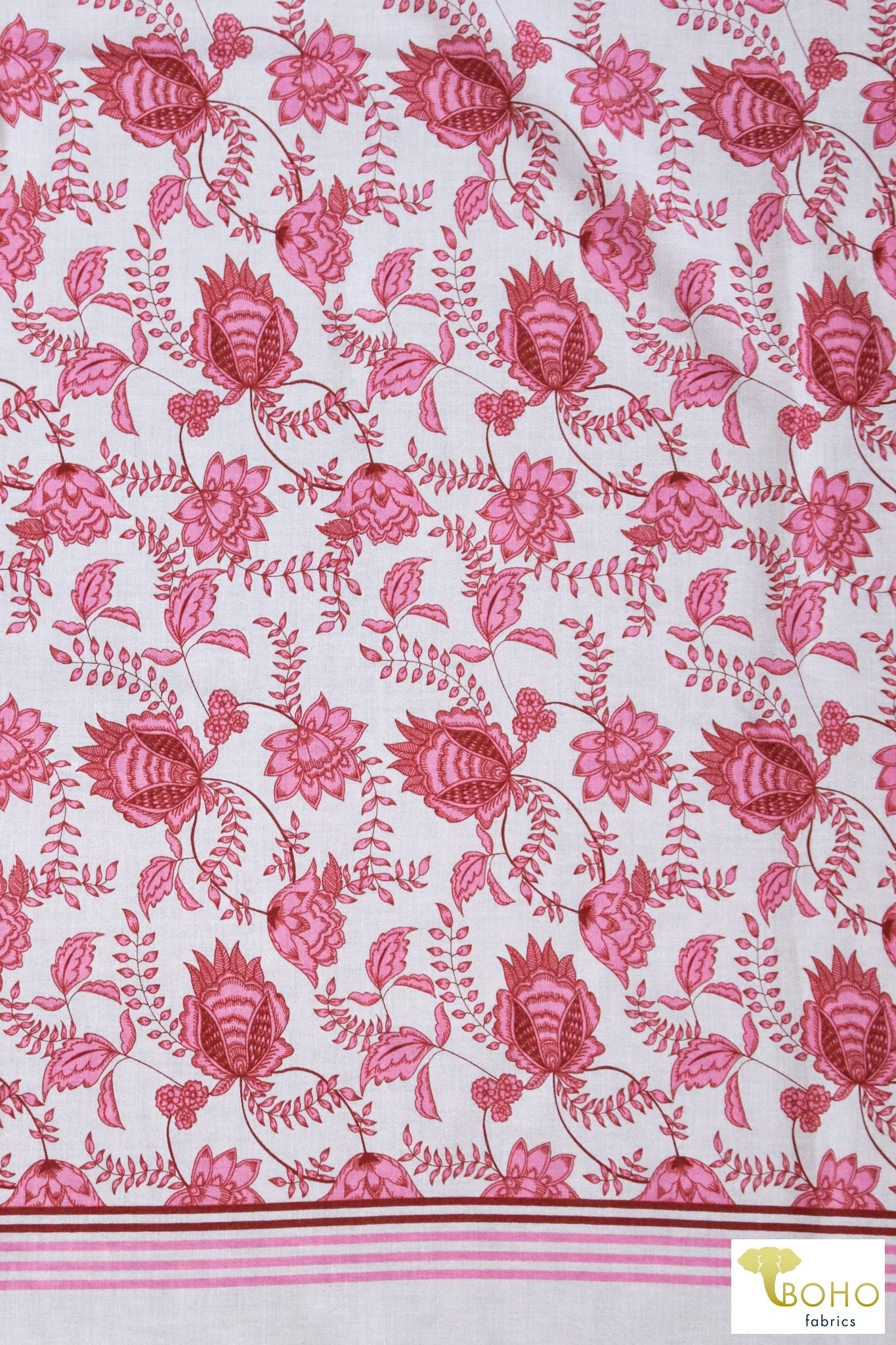 Rococo Panels in Pink 37" Panels. Cotton Woven Fabric. WVP-245-PNK - Boho Fabrics