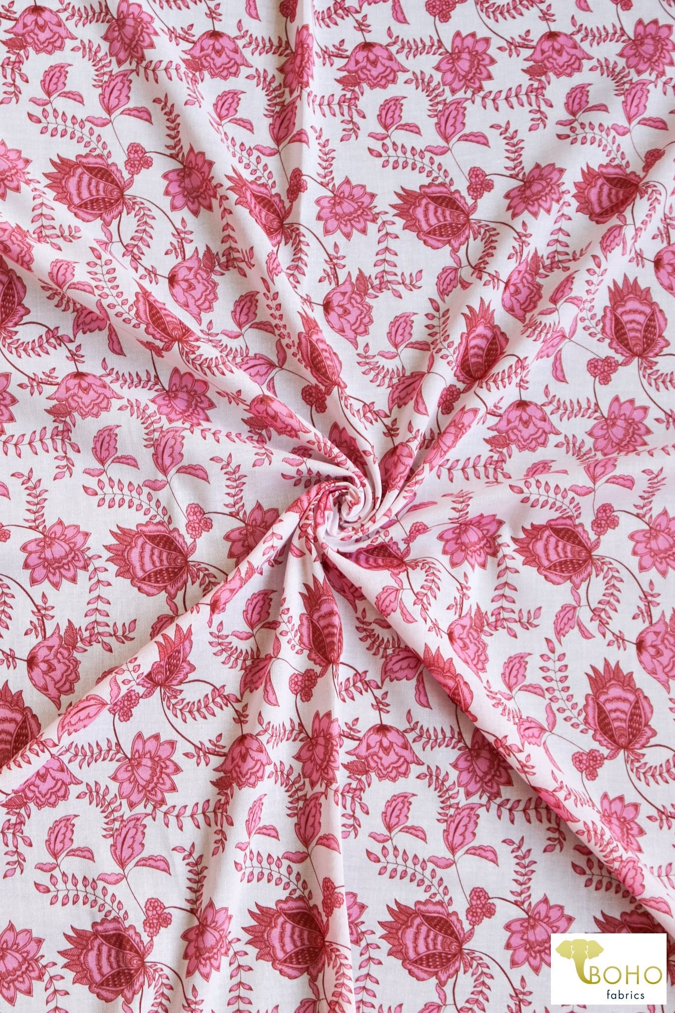 Rococo Panels in Pink 37" Panels. Cotton Woven Fabric. WVP-245-PNK - Boho Fabrics