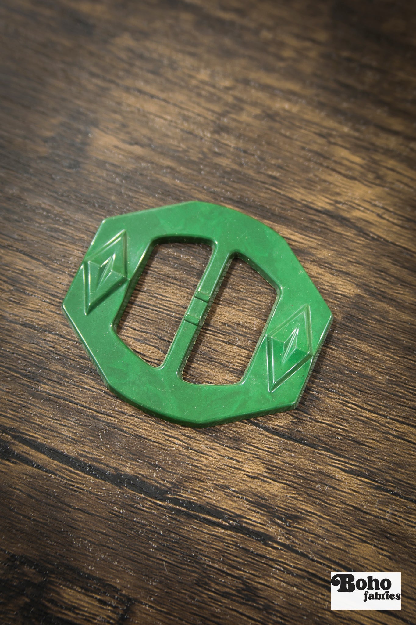 Rodeo Rebel – 1930s Art Deco Casein Belt & Scarf Slide Buckle | Forest Green - Boho Fabrics - Buckles & Slides