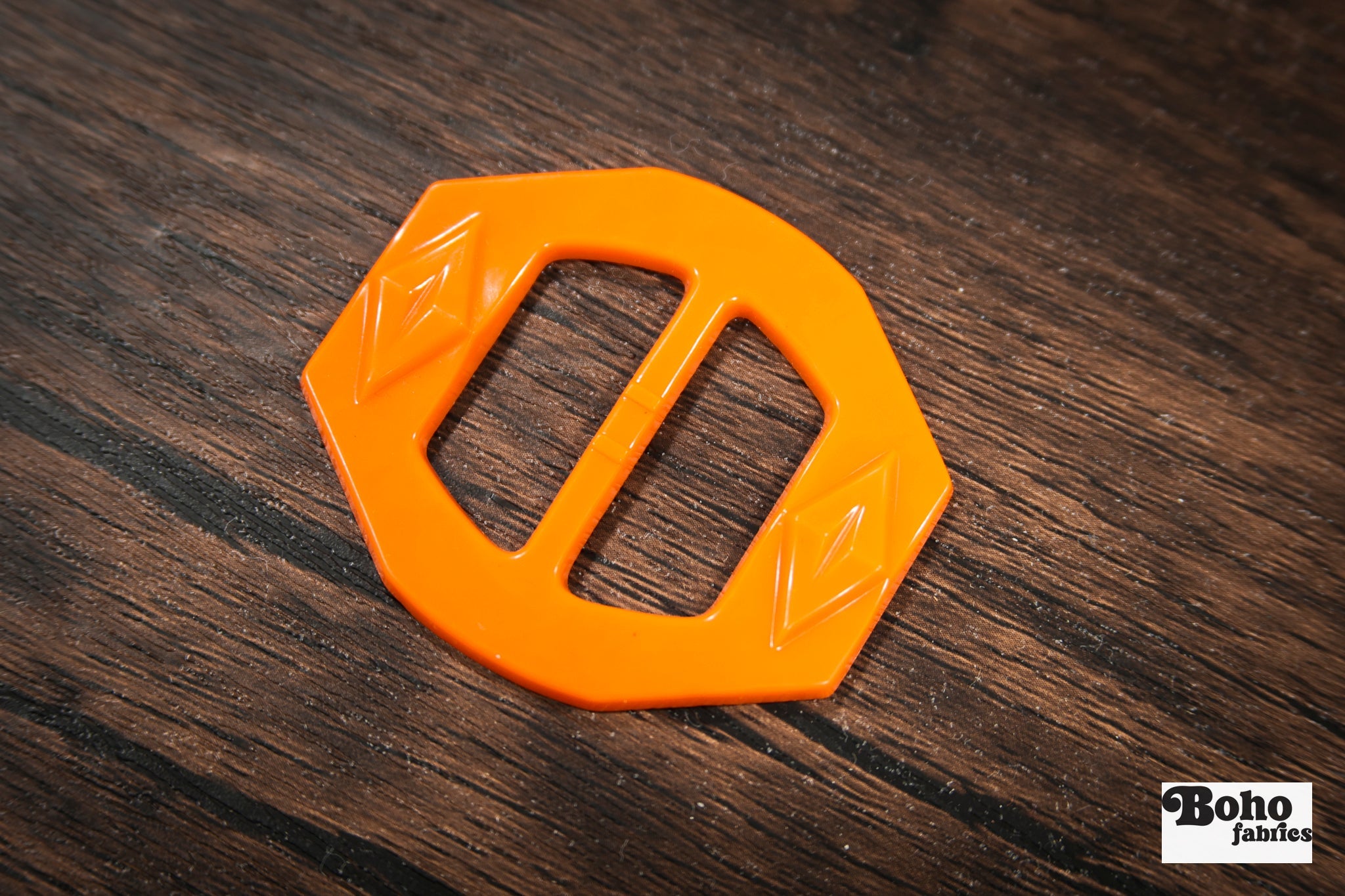Rodeo Rebel – 1930s Art Deco Casein Belt & Scarf Slide Buckle | Orange - Boho Fabrics - Buckles & Slides