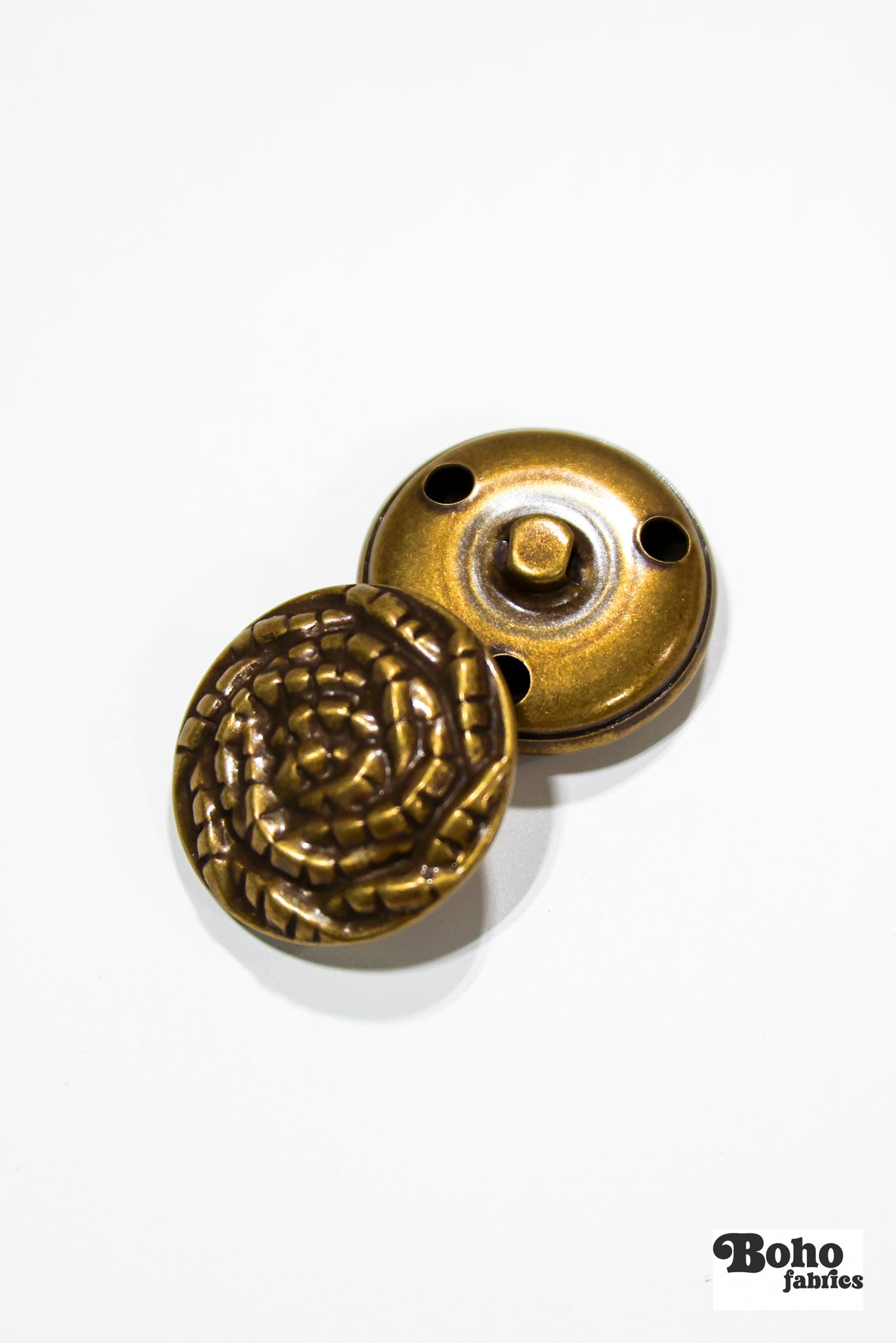 Rose Brass Metal Shank Buttons. 44L (28mm / 1 1/8"). Set of 4 - Boho Fabrics - Buttons & Snaps