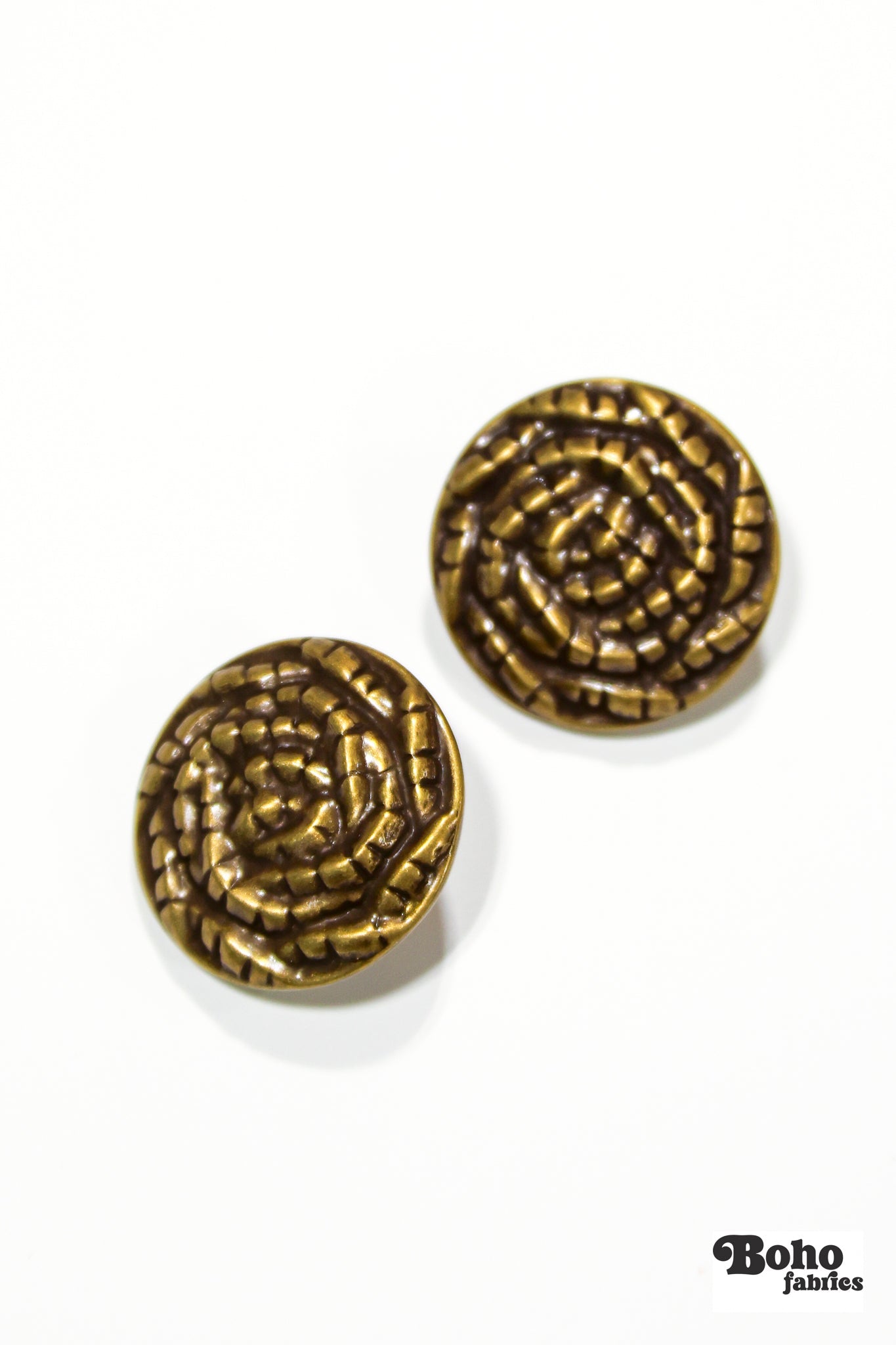 Rose Brass Metal Shank Buttons. 44L (28mm / 1 1/8"). Set of 4 - Boho Fabrics - Buttons & Snaps