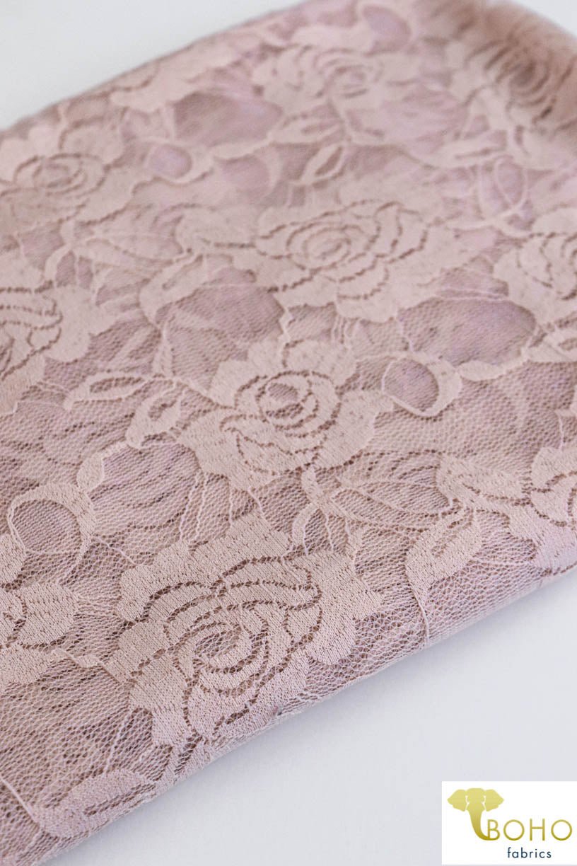 Rose Dream in Pink. Stretch Lace Knit. SL-121-PNK - Boho Fabrics