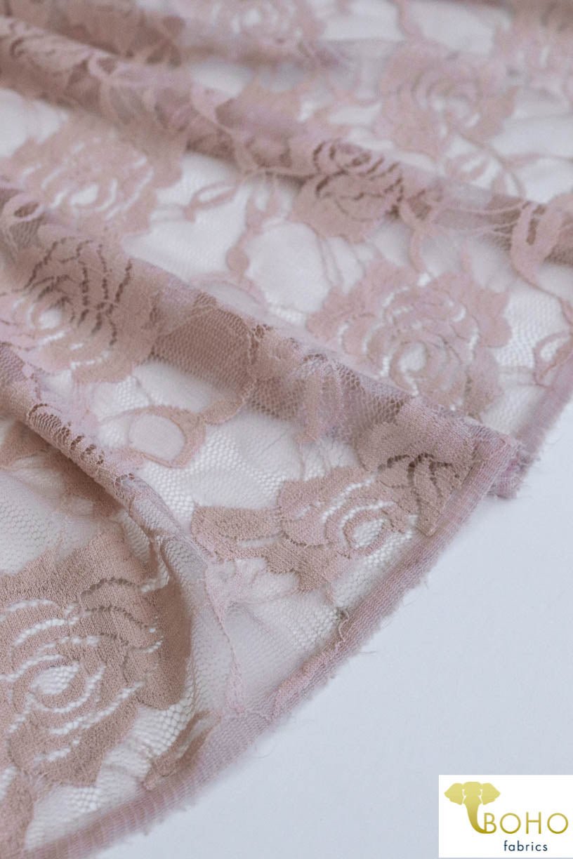 Rose Dream in Pink. Stretch Lace Knit. SL-121-PNK - Boho Fabrics