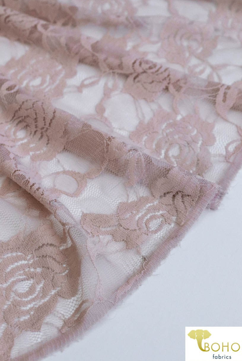 Rose Dream in Pink. Stretch Lace Knit. SL-121-PNK - Boho Fabrics