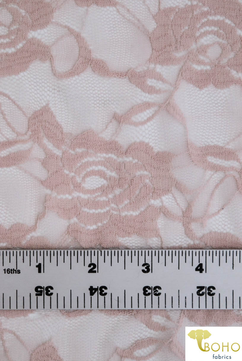 Rose Dream in Pink. Stretch Lace Knit. SL-121-PNK - Boho Fabrics