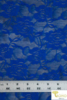 Rose Dream in Royal Blue. Stretch Lace Knit. SL-121-BLU - Boho Fabrics
