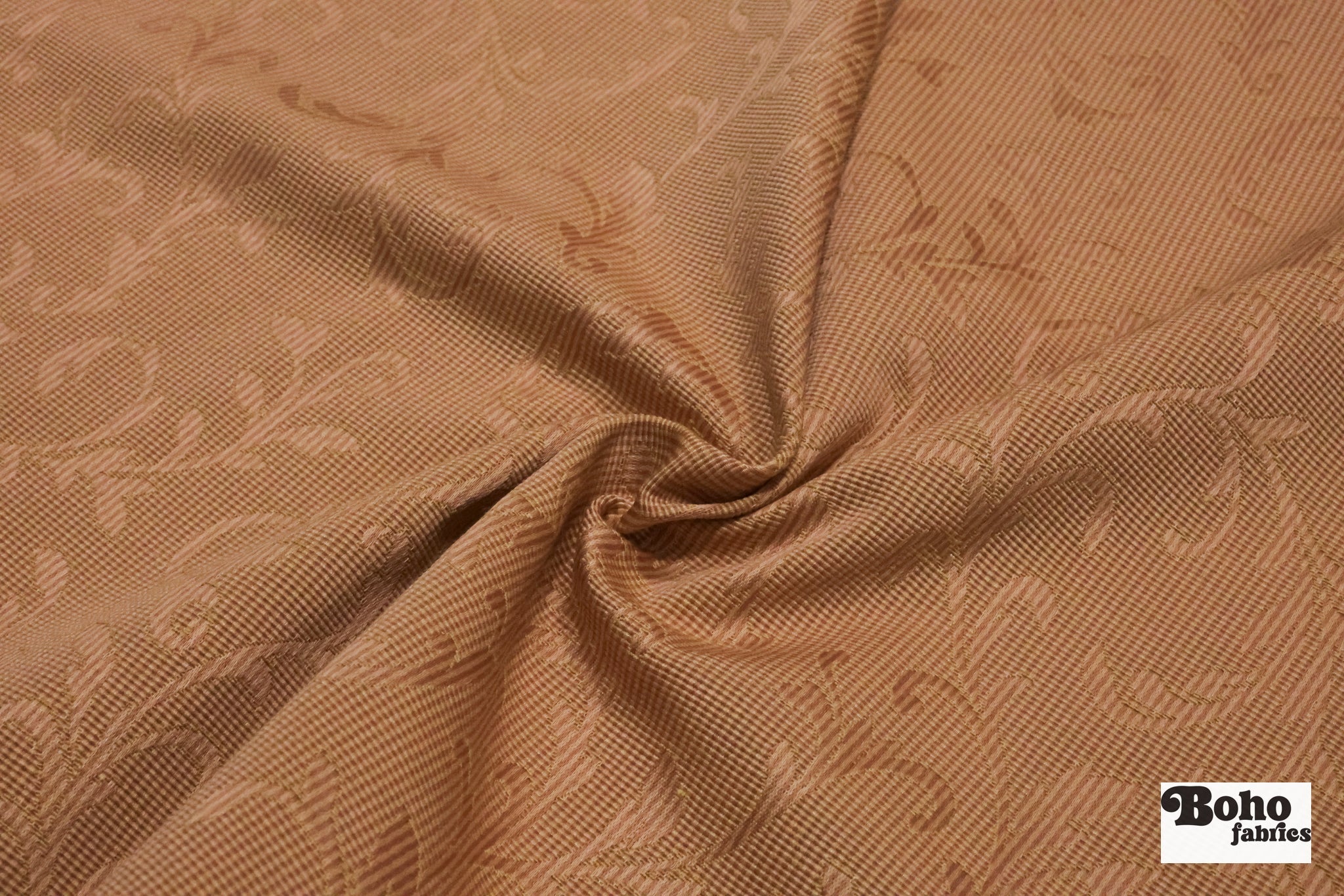 Rose Gold Acanthus Damask Jacquard Woven Fabric - Boho Fabrics - Jacquard, Woven