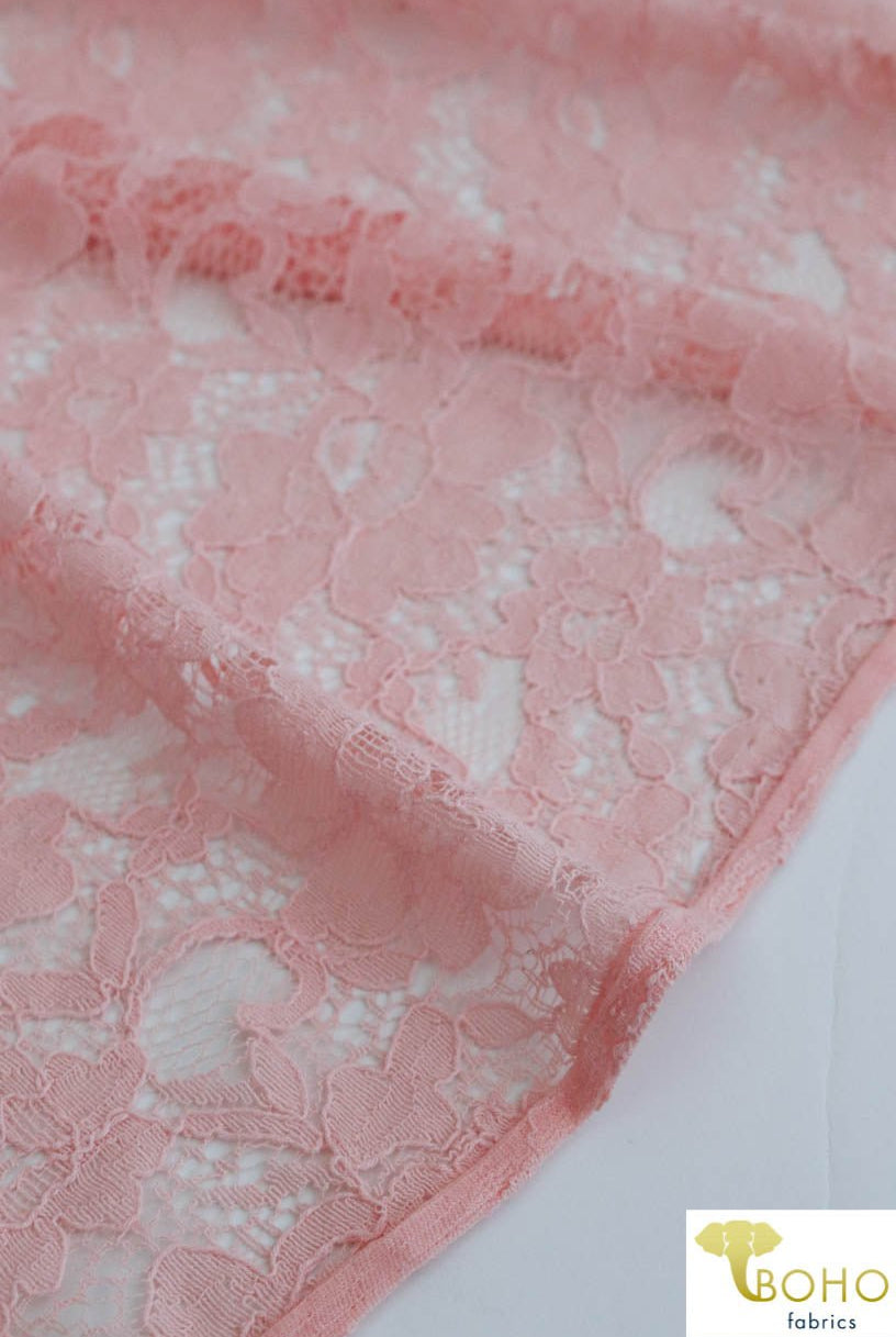 Rosey Gardens in Pink. Cotton Lace Woven Fabric. WV-146-PNK - Boho Fabrics