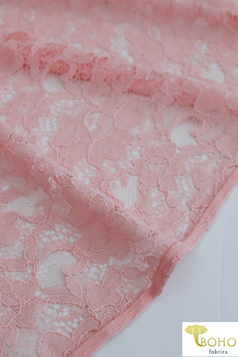 Rosey Gardens in Pink. Cotton Lace Woven Fabric. WV-146-PNK - Boho Fabrics