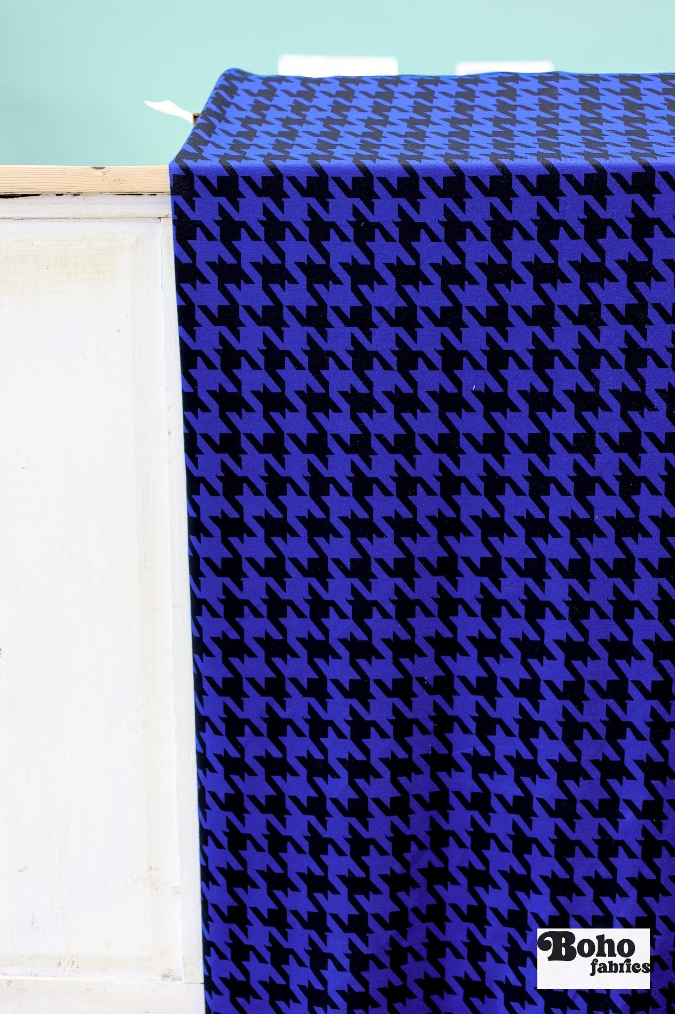 Royal Blue Herringbone, Ponte Print Knit Fabric. Shop Exclusive! - Boho Fabrics - Ponte Print, Knit Fabric