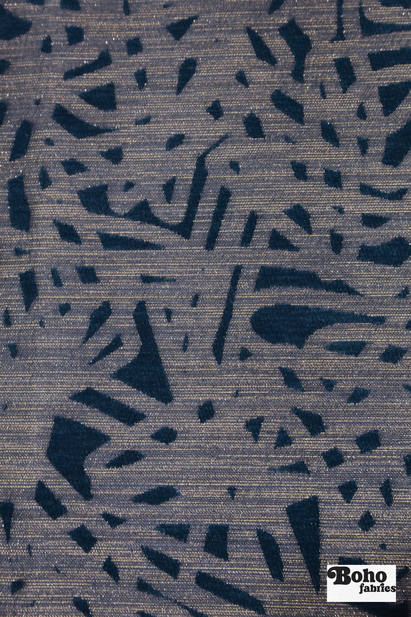 Royal Blue & Metallic Abstract Upholstery Woven Fabric - Boho Fabrics - Home Dec. & Upholstery Fabric