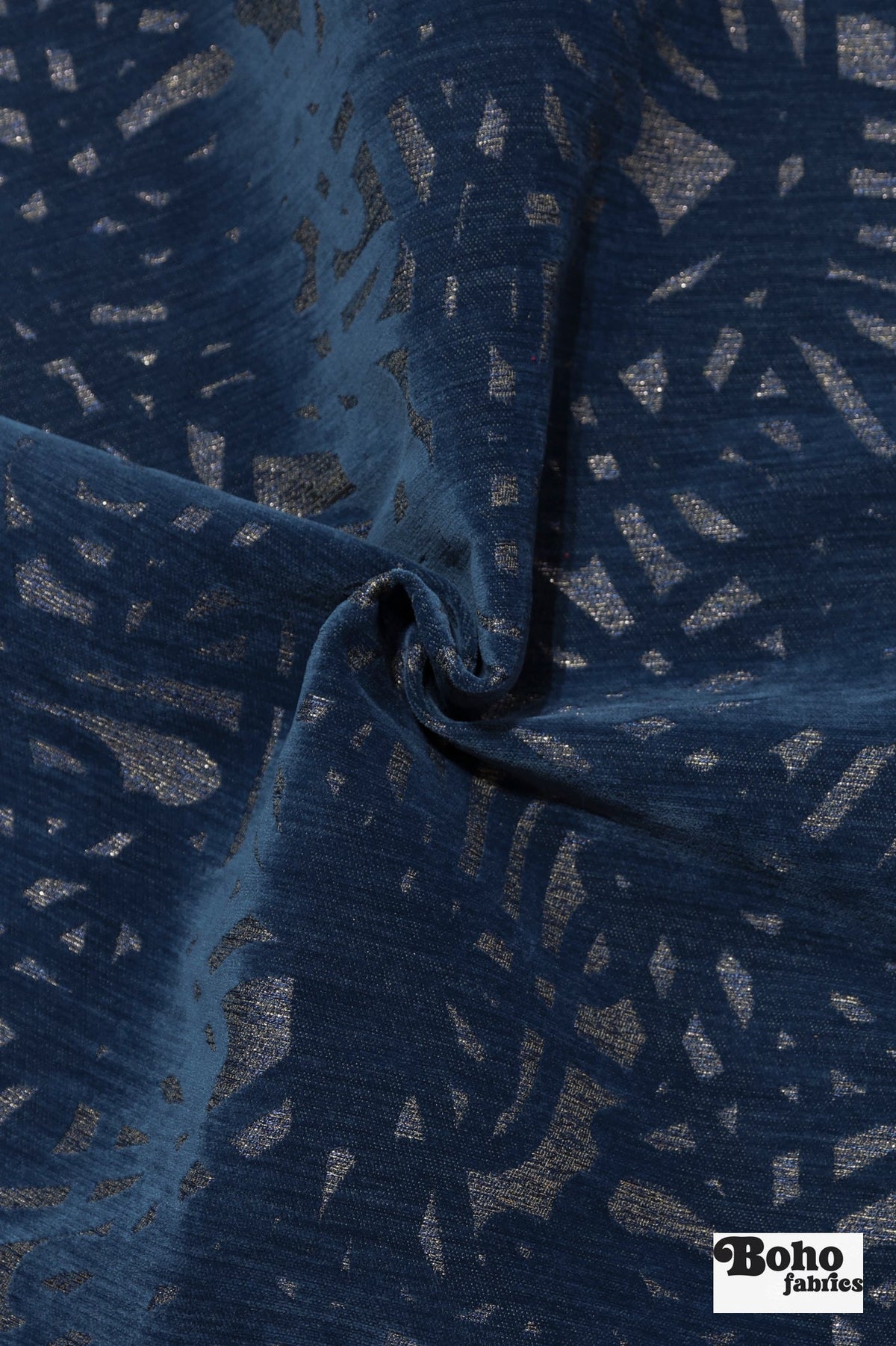 Royal Blue & Metallic Abstract Upholstery Woven Fabric - Boho Fabrics - Home Dec. & Upholstery Fabric