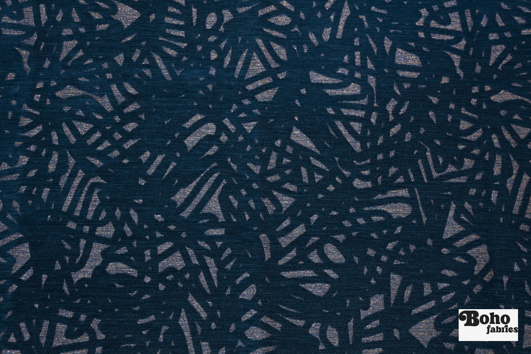 Royal Blue & Metallic Abstract Upholstery Woven Fabric - Boho Fabrics - Home Dec. & Upholstery Fabric