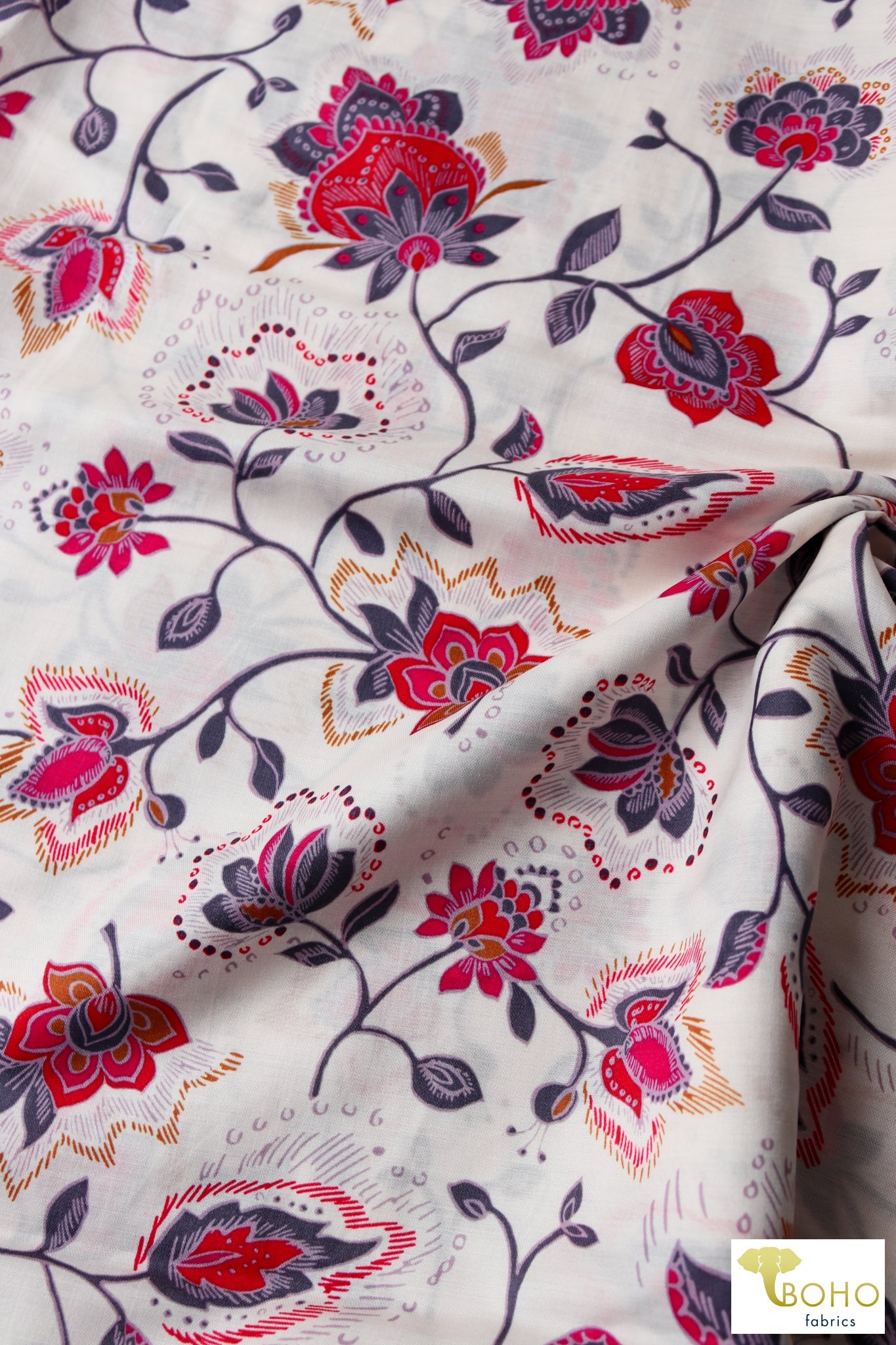 Royal Gardens, Silk/Cotton Woven. WVP-248 - Boho Fabrics