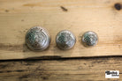Royalty Crest Silver Plastic, Dome Shank Button. Available in 5/8" (15mm, 24L), 11/16", (18mm, 28L) and 7/8", (23mm, 36L) - Boho Fabrics - Buttons & Snaps