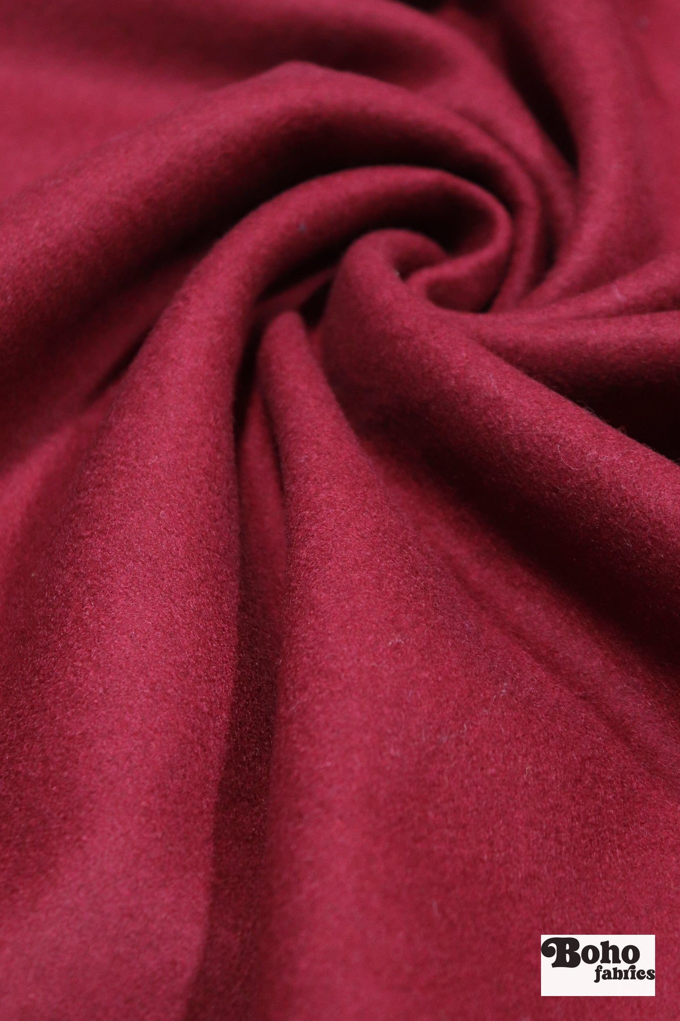 Ruby Red Italian Wool Coating Fabric - Boho Fabrics - Wool Coating, Woven