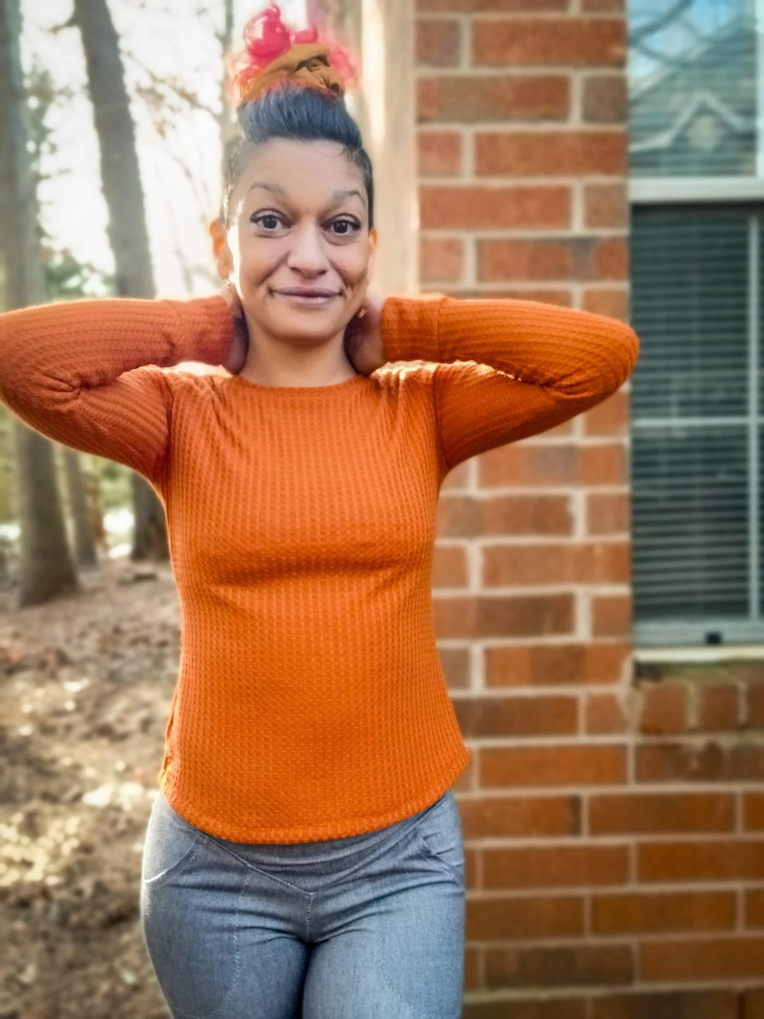 Rust Orange, Brushed Waffle Solid Knit Fabric - Boho Fabrics - Waffle Knits