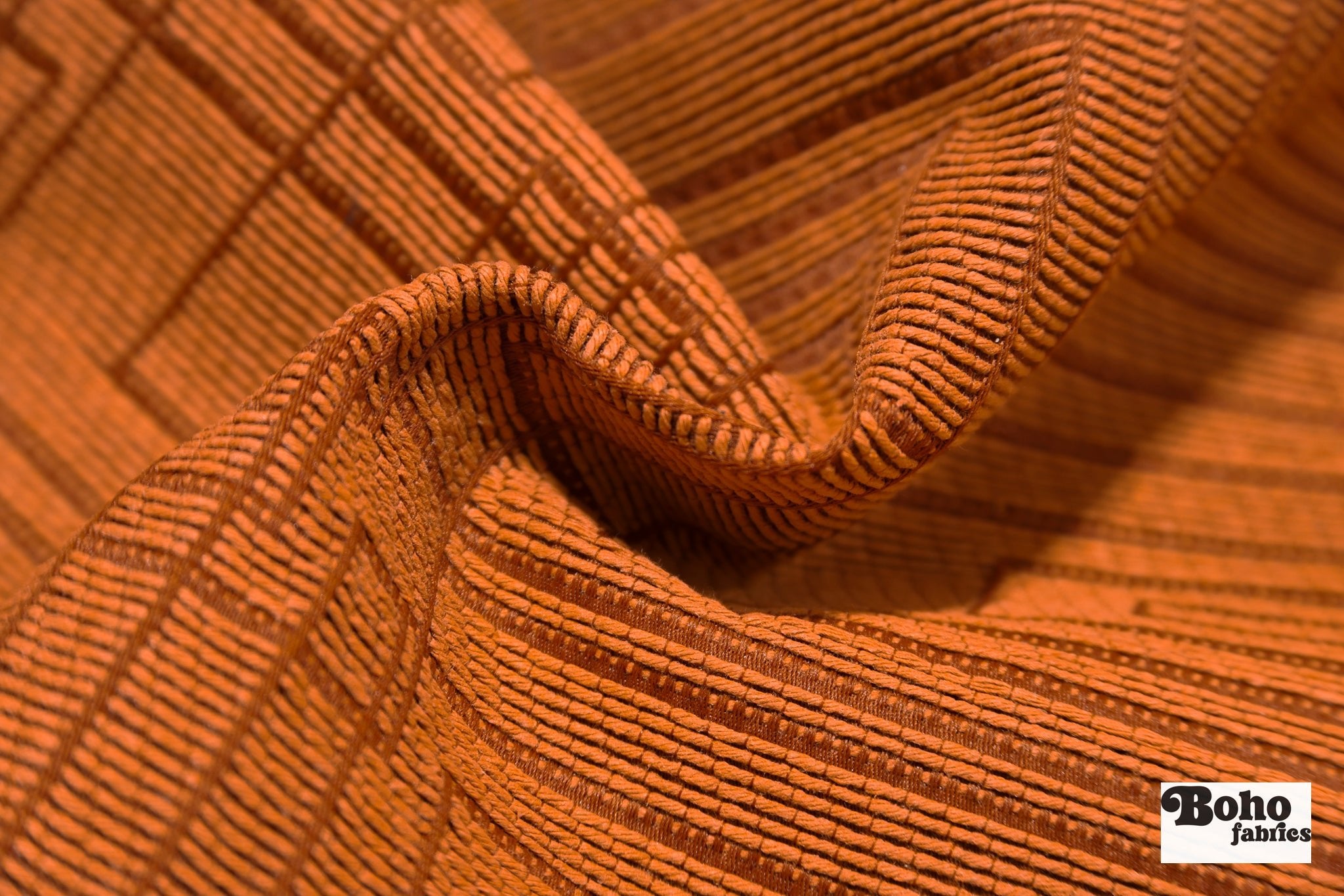 Rust Orange Concentric Rectangles Upholstery Woven Fabric - Boho Fabrics - Home Dec. & Upholstery Fabric