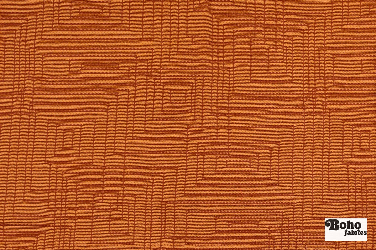 Rust Orange Concentric Rectangles Upholstery Woven Fabric - Boho Fabrics - Home Dec. & Upholstery Fabric