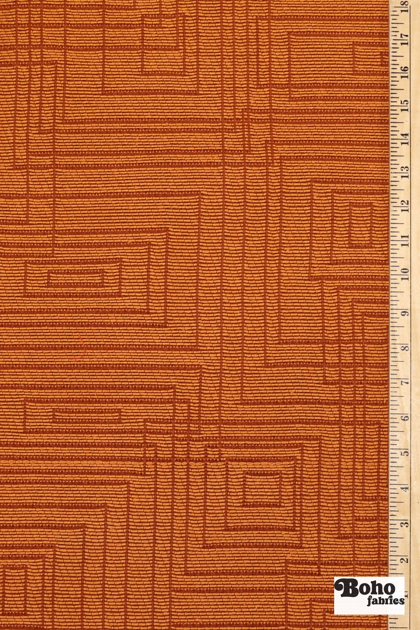 Rust Orange Concentric Rectangles Upholstery Woven Fabric - Boho Fabrics - Home Dec. & Upholstery Fabric