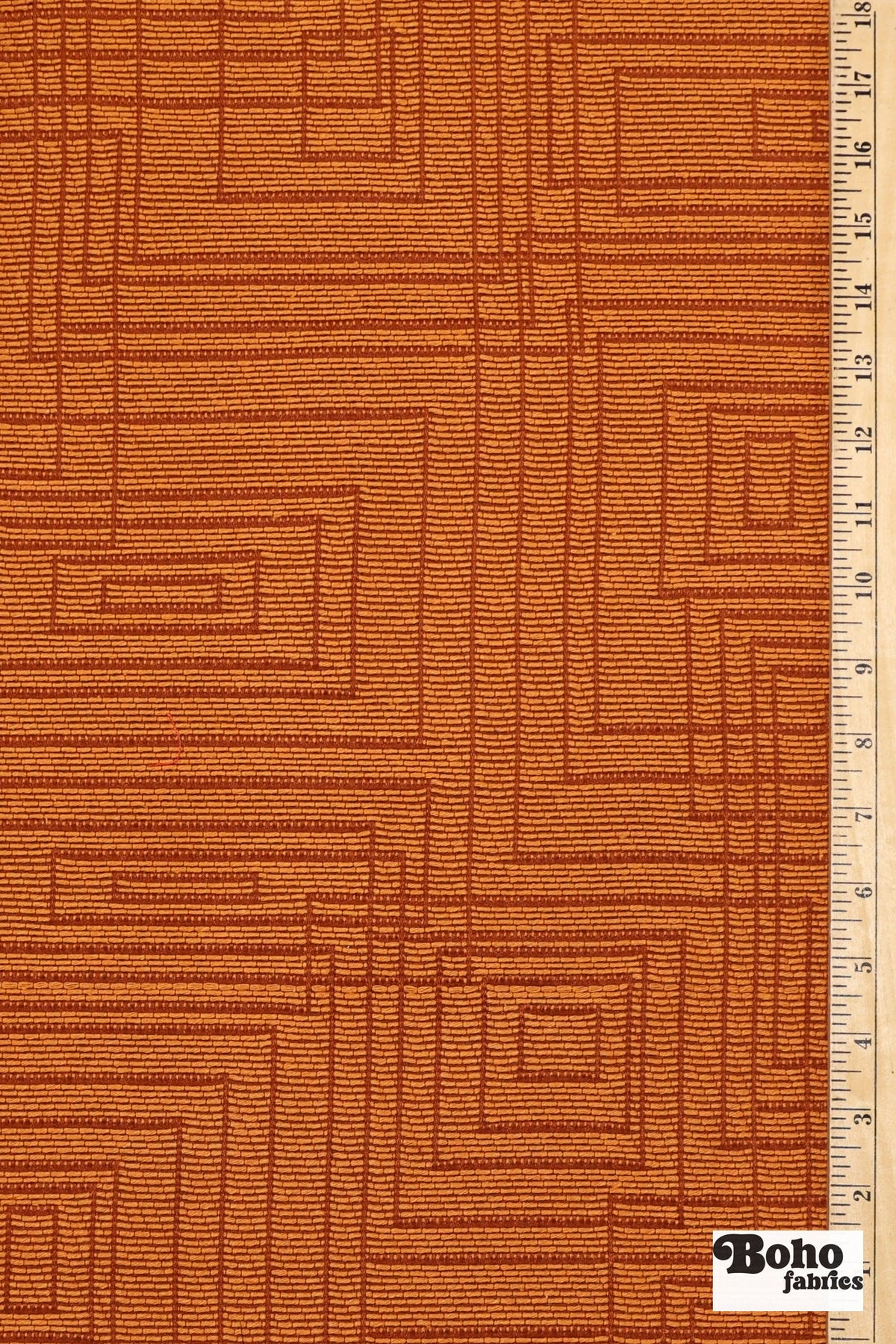 Rust Orange Concentric Rectangles Upholstery Woven Fabric - Boho Fabrics - Home Dec. & Upholstery Fabric