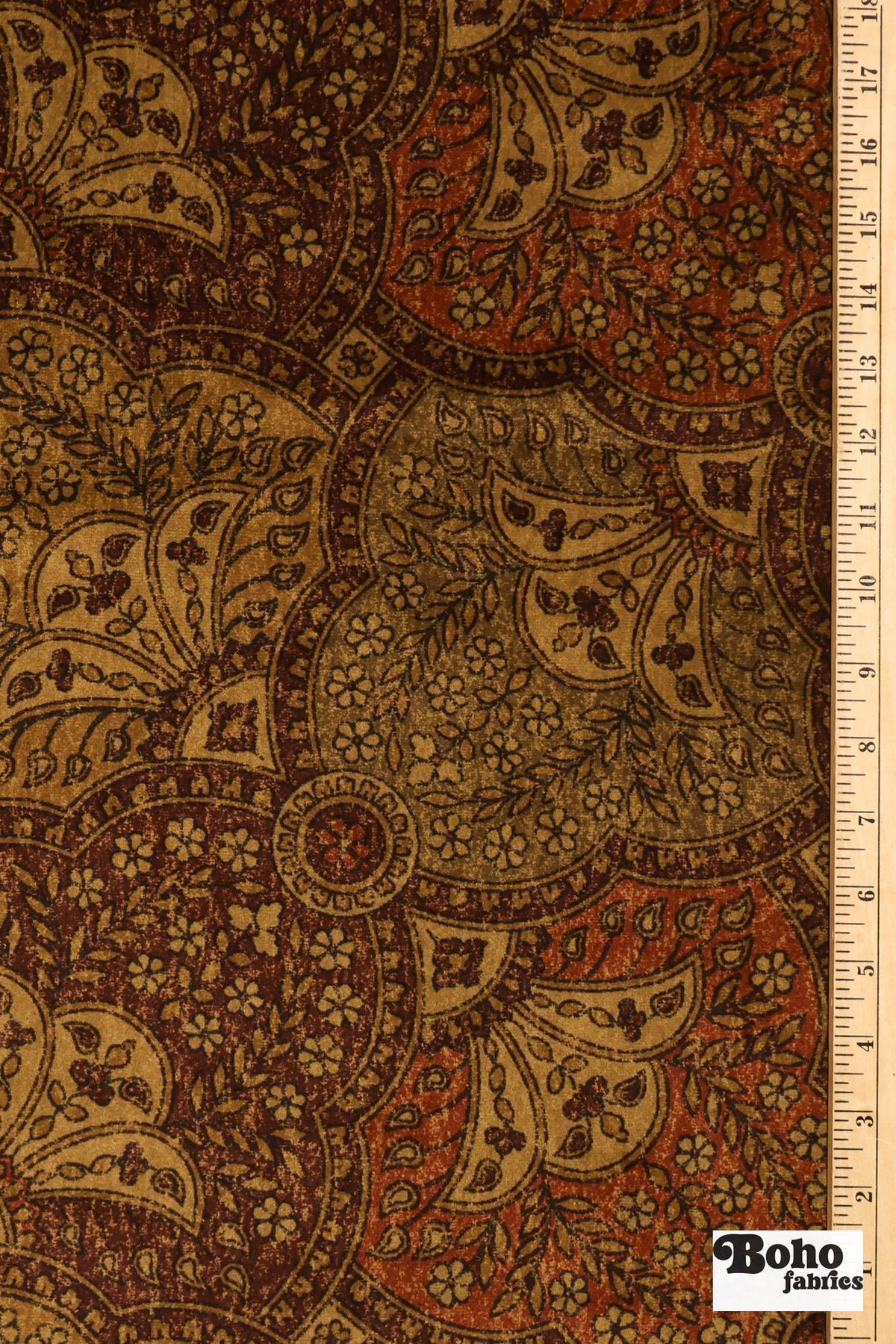 Rust Paisley, Microfiber Velvet Upholstery Woven Fabric - Boho Fabrics - Home Dec. & Upholstery Fabric