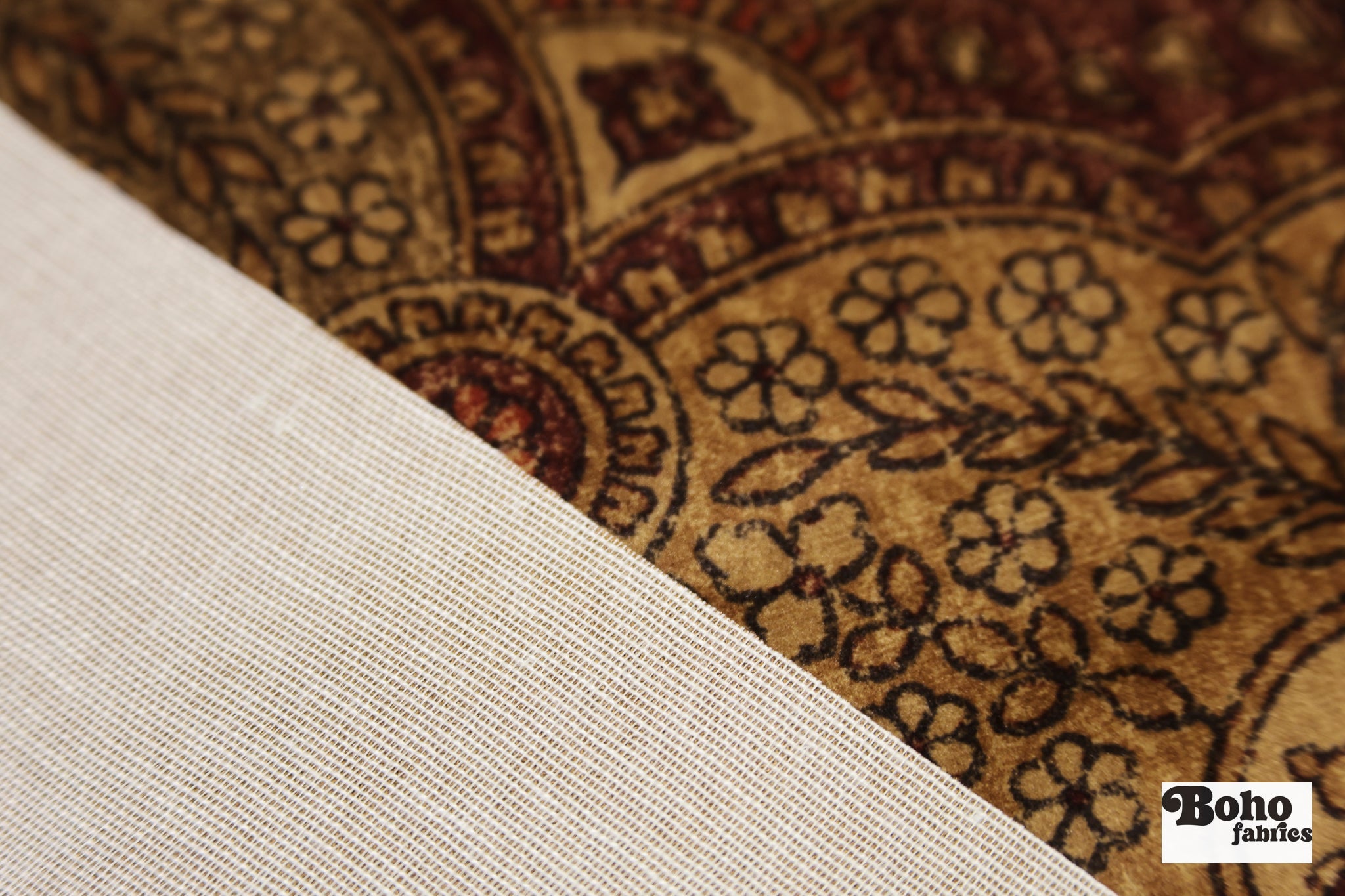Rust Paisley, Microfiber Velvet Upholstery Woven Fabric - Boho Fabrics - Home Dec. & Upholstery Fabric