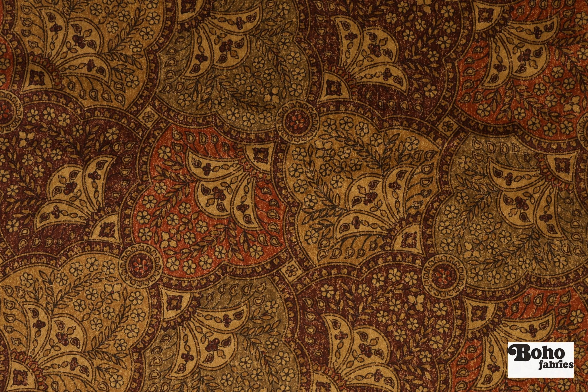 Rust Paisley, Microfiber Velvet Upholstery Woven Fabric - Boho Fabrics - Home Dec. & Upholstery Fabric