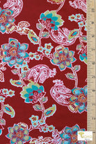 Rust Paisley, Printed Rayon Spandex Knit - Boho Fabrics