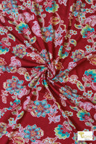Rust Paisley, Printed Rayon Spandex Knit - Boho Fabrics
