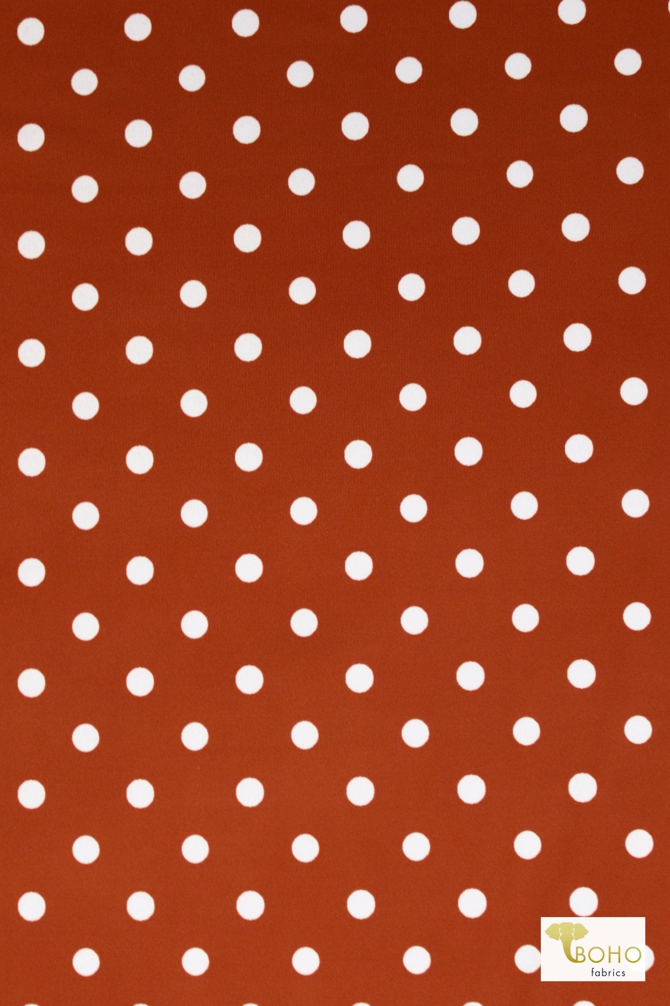 Rust Polka Dots, Swim Print Knit Fabric - Boho Fabrics