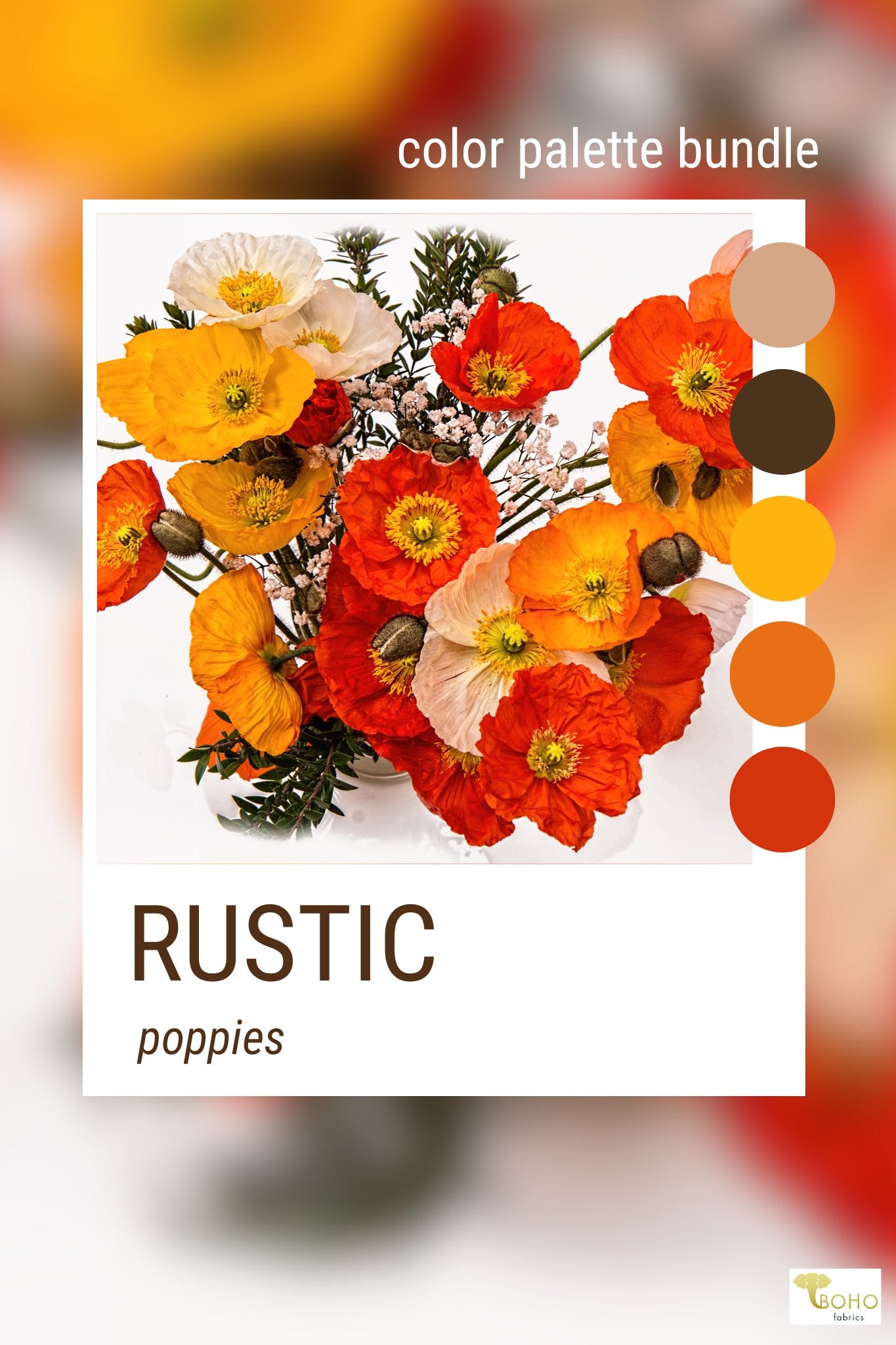 Rustic Poppies, Mystery Color Palette Box. - Boho Fabrics - Fabric Bundles