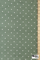 Sage Green Polka Dots, French Terry Knit Fabric - Boho Fabrics - French Terry Prints, Knit Fabric