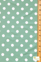 Sage Polka Dots, Printed Swim Knit Fabric. - Boho Fabrics
