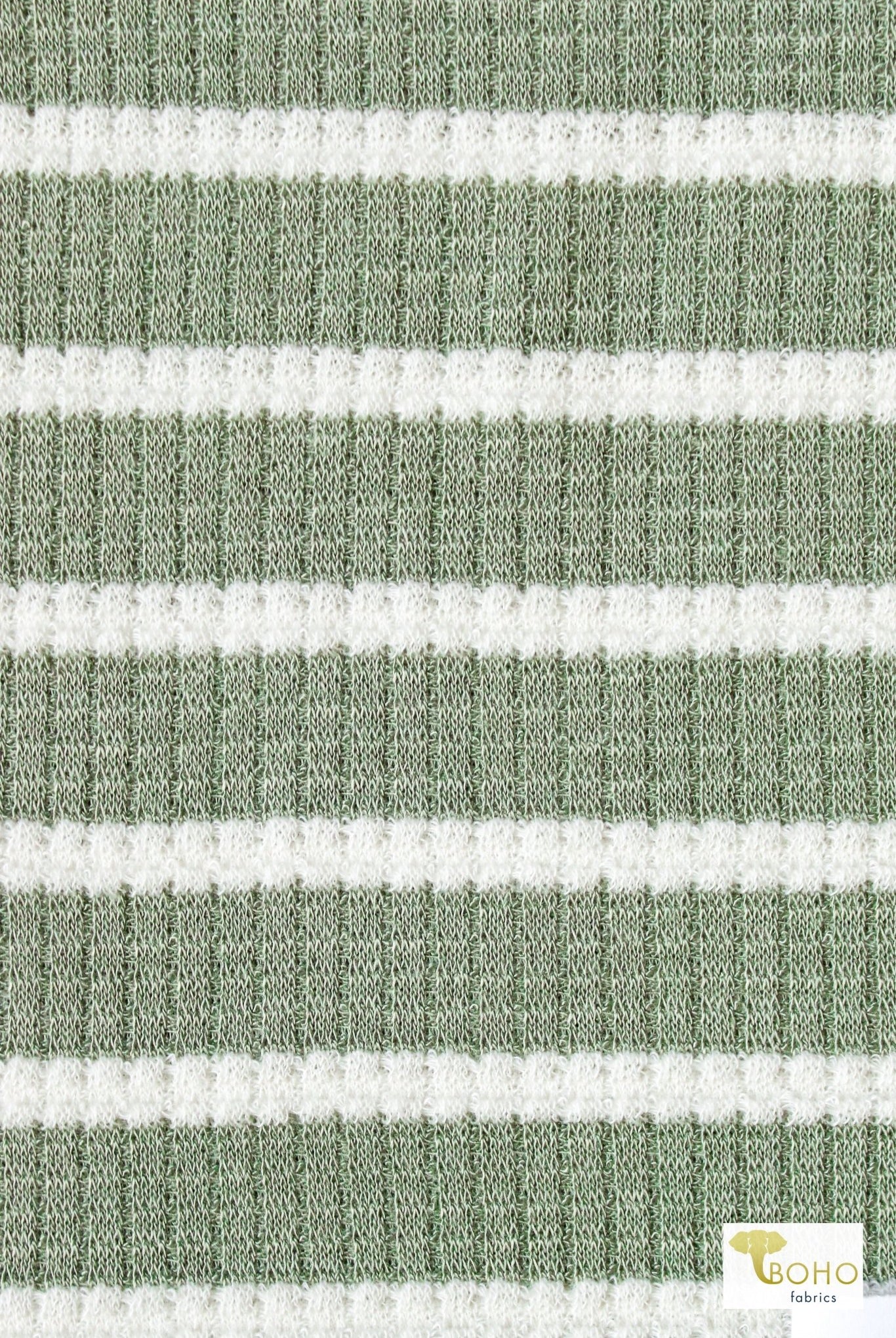 Sage Stripe Pointelle, Rib Kit - Boho Fabrics