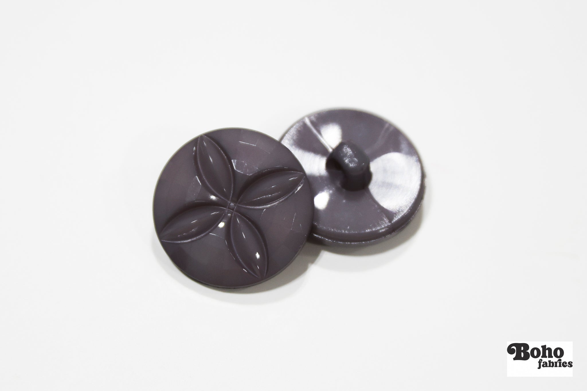 Sand Dollar Gray Violet Plastic Shank Buttons. 24L (15mm / 5/8"), 36L (23mm / 7/8") - Boho Fabrics - Buttons & Snaps